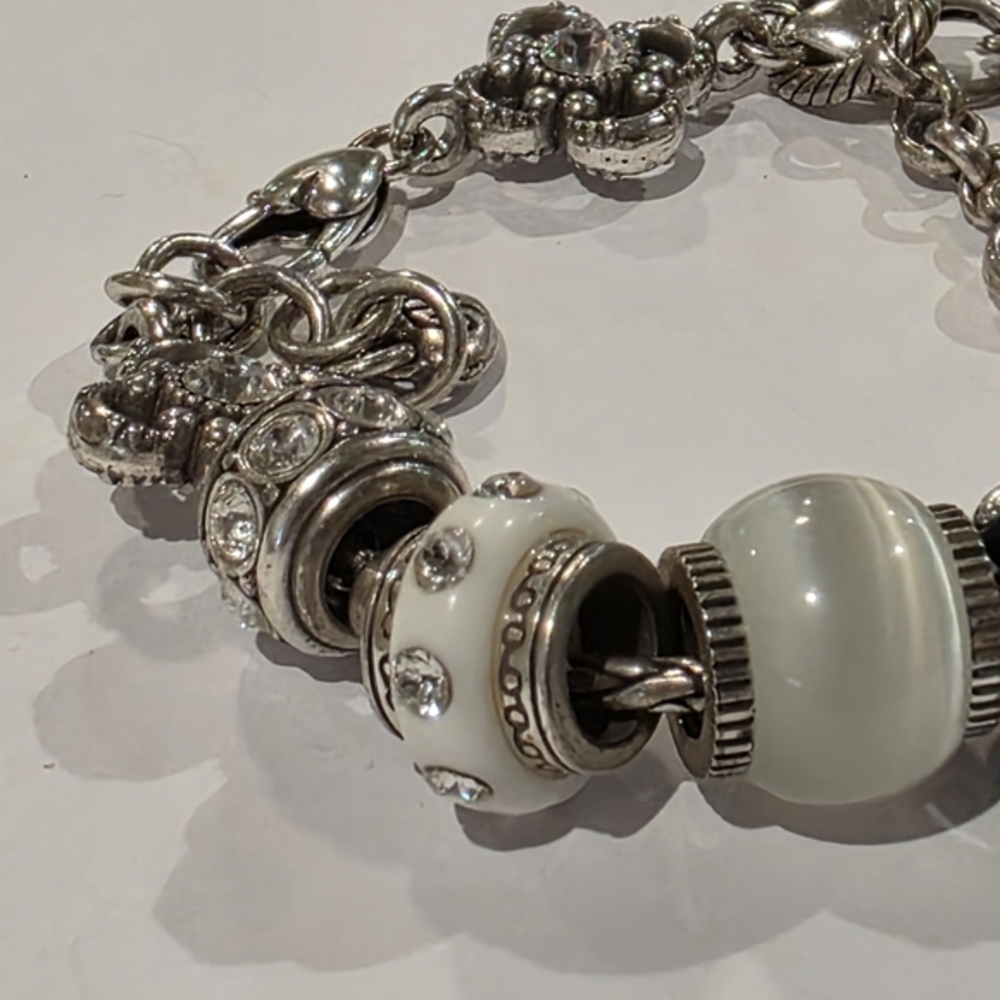 Brighton Loaded Silver‎ White And Black Crystal Charm Bracelet - Picture 4 of 11